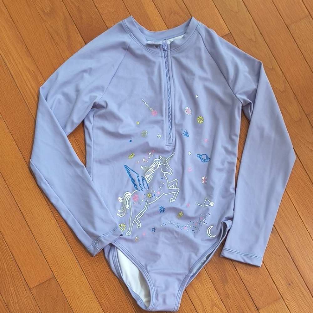 Hanna Andersson Purple Unicorn Kids Rashguard 140cm Us 10